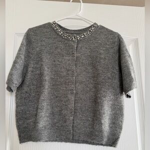 Gray Embellished Women's Sweater
